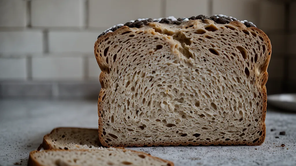A dense and unappetizing failed attempt at low-carb bread on a kitchen counter.