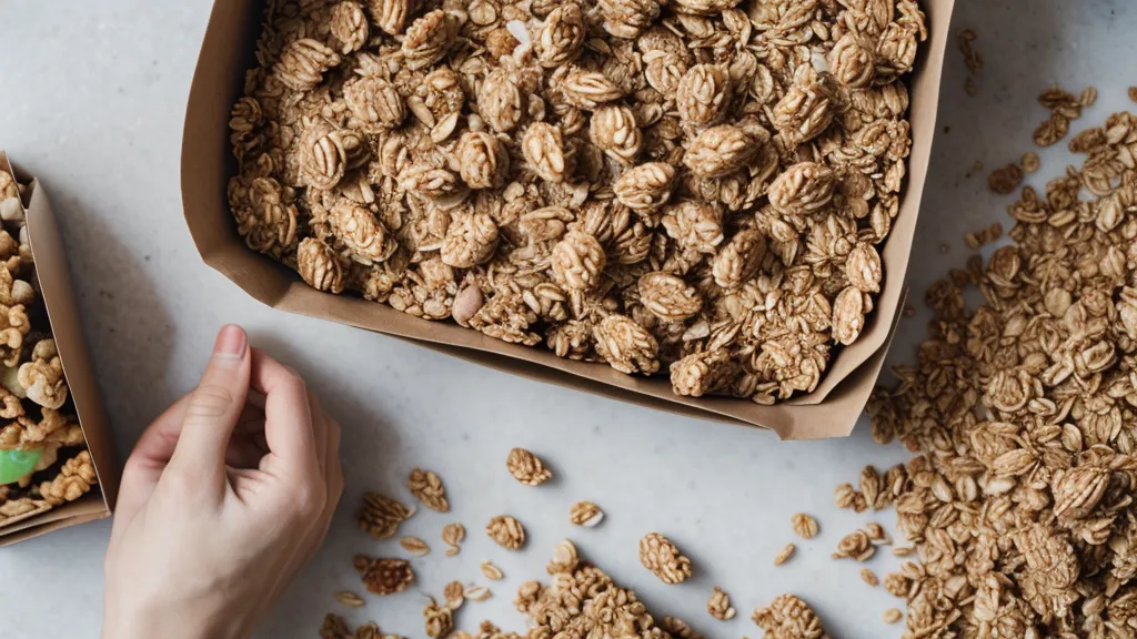 Close-up of a person checking nutrition labels on cereal boxes for sugar content.