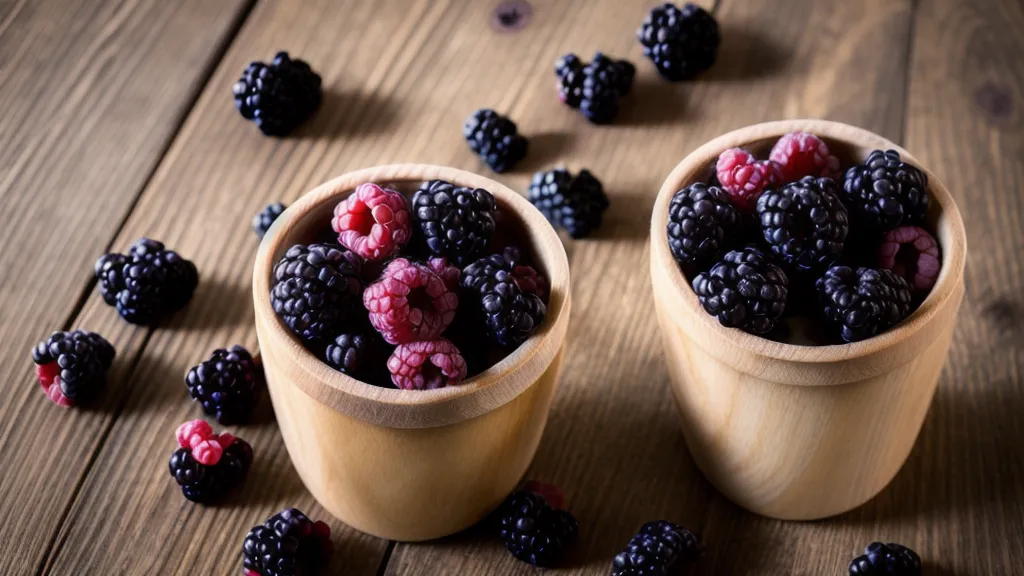 A container of fresh dark blackberries at a farmers market stall.